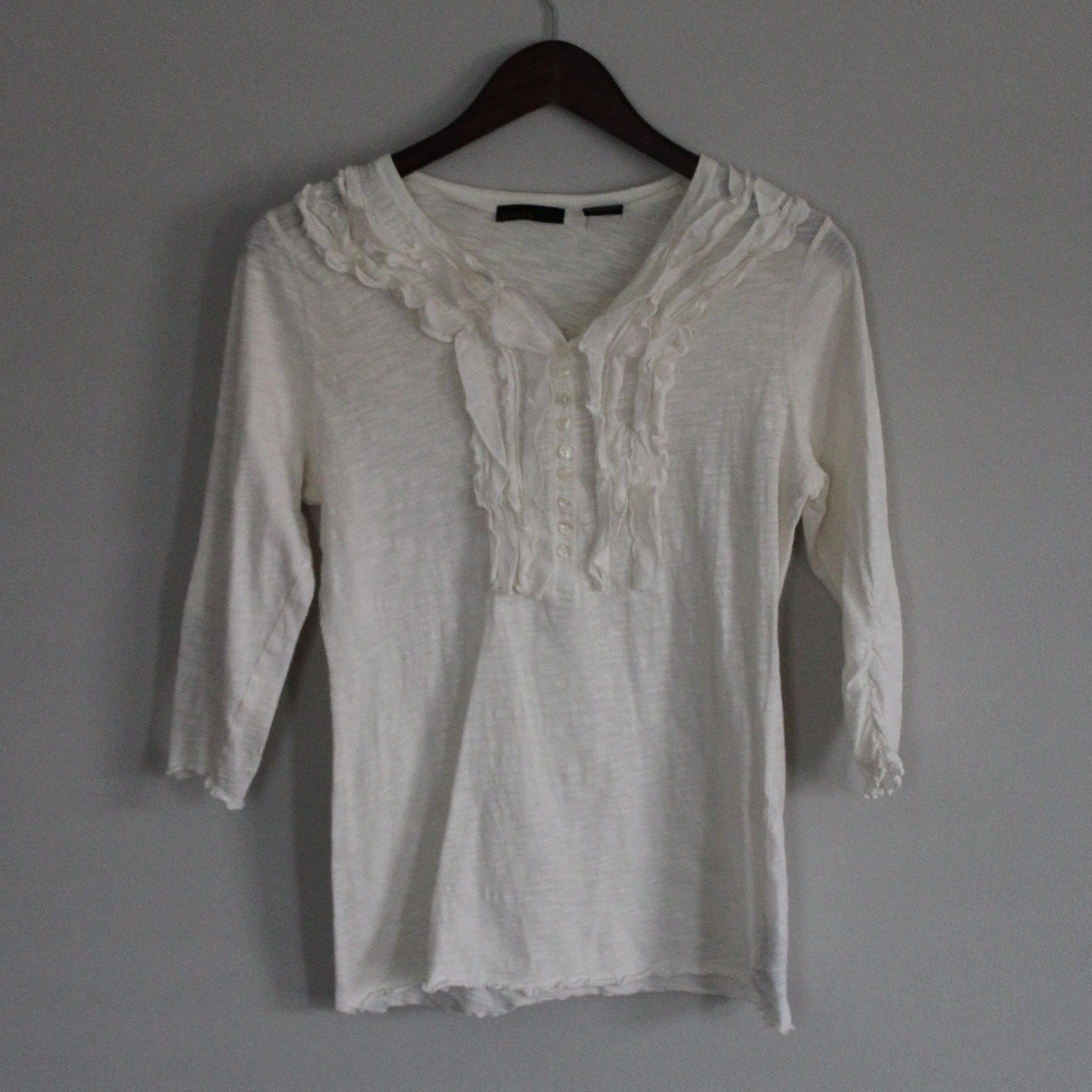 3/4 Sleeve Ruffle Top